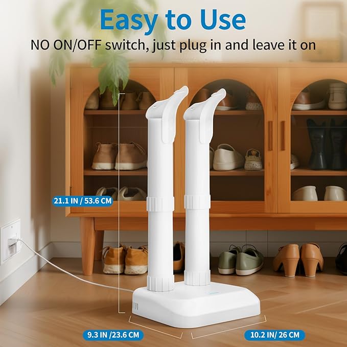 Boot Dryer Shoe Dryer for Work Boots Sneakers and Gloves, No Heat Ultra Low Temperature Drying, Fanless Noiseless Boot Warmer Deodorizer - Image 4