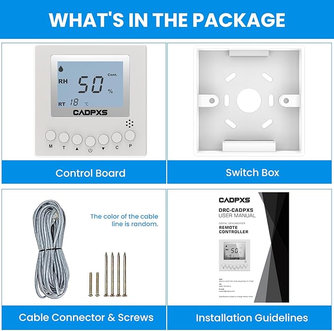 CADPXS Remote Controller for Remois X70 / XP70 / X125 / XP125 / X145 / XP145 Basement/Crawl Space Dehumidifier - Digital Humidity & Temperature Control, 25ft Cable, Adapt The Humidity Level - Image 5