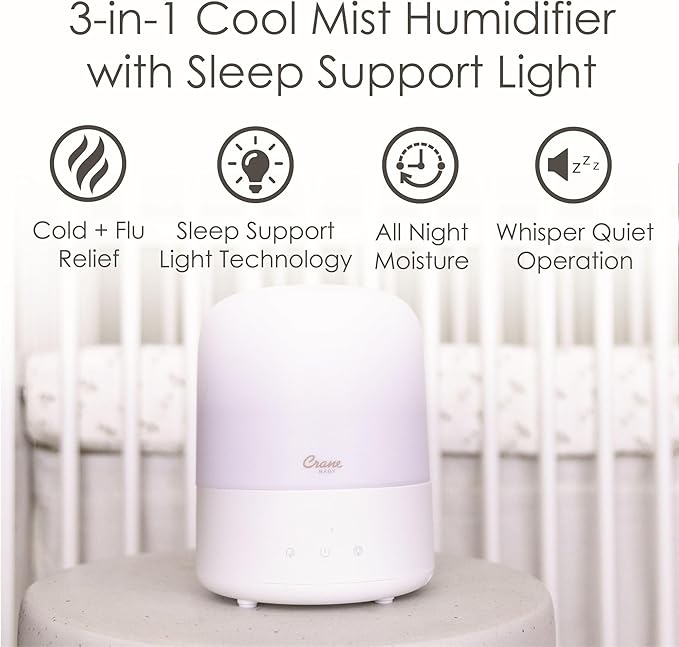 Crane Baby 3-In-1 Baby Humidifier Aroma Diffuser with Adjustable Nightlight, Auto-Shutoff, Humidifier for Baby Nursery, Baby Diffuser for Nursery - Image 4