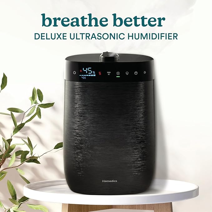 Homedics Deluxe Ultrasonic Humidifier for Large Rooms, Warm or Cool Mist, UV-C Technology, 1.5-Gallon Top Fill Tank, Smart Digital Programmable Humidistat, Home Dry Air Relief, Aromatherapy - Image 2