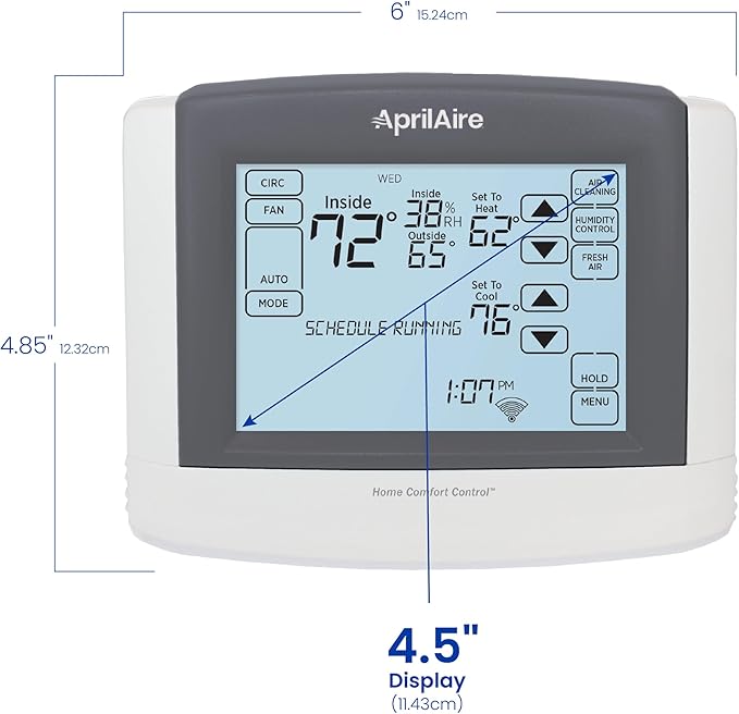 AprilAire 8910W Wi-Fi Programmable Touchscreen Thermostat with IAQ Control; Amazon Alexa and Google Assistant Compatible - Image 8