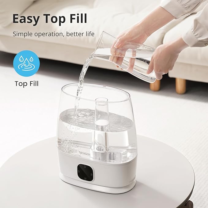 Humidifiers for Bedroom Home, 6L Cool and Warm Mist Air Humidifier for Large Room Baby Nursery, 50H Easy Clean and Top Fill, Quiet with Ultrasonic, Essential Oils, Auto Mode, for House, Plants - Image 2