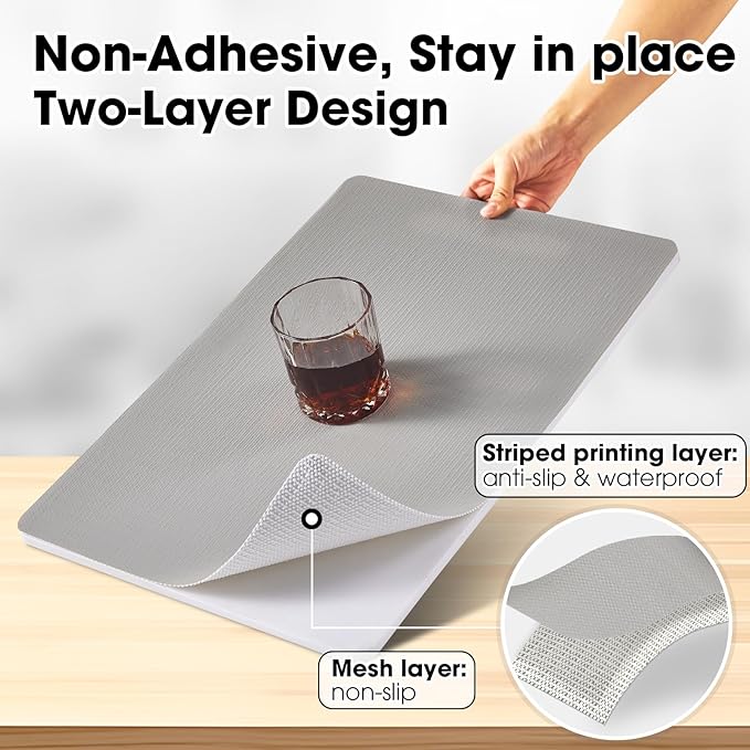 Drawer and Shelf Liner, Non-Slip Kitchen Cabinet Liners Non-Adhesive Thick Strong Grip Waterproof Washable Mats Protect Dresser Shelves Cupboard Bathroom Cabinets, Light Gray, 24 in X 10 FT - Image 2