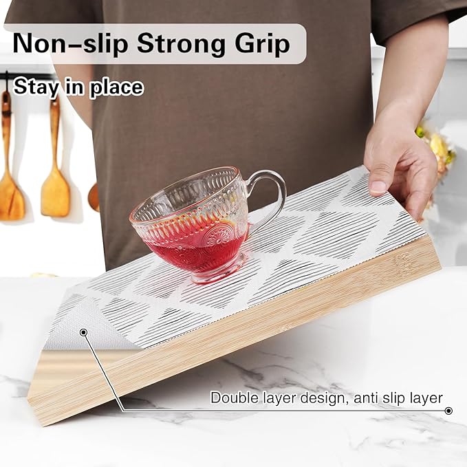 Drawer and Shelf Liner for Kitchen Cabinet,Non-Adhesive Cabinet Liner 12in x 20FT,Waterproof Shelf Paper Non-Slip Mats Cupboard Liners Contact Protect Dresser/Shelves/Table-Square Stripes - Image 2
