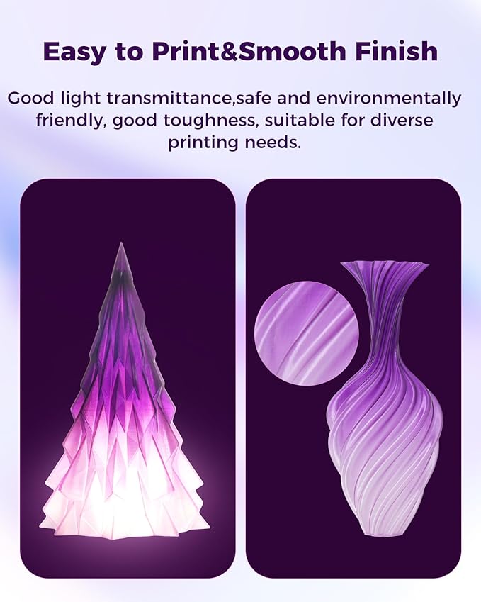 Sovol 3D Printer PETG Filament 1.75mm, Gradient Multicolors Filaments Material, 1kg (2.2lbs), Dimensional Accuracy +/- 0.03 mm, Fit Most FDM Printer, Purple - Image 5