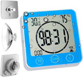 Waterproof Hanging Wall Clock Shower Timer, Large Digital Bathroom Alarm Clock for Kids, Big Visual Kitchen Cooking Countdown Timer, Bath Temperature Humidity Meter Mirror Suction Cup Timer (Blue) by HomemelindaExquisiteClock
