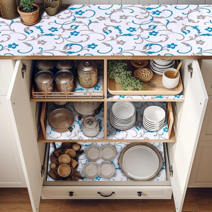 12" W x 120" L Floral Drawer and Shelf Liner for Cabinets, Non-Adhesive Strong Grip Non-Slip Flower Shelf Cabinet Kitchen Shelf Liners for Kitchen Cabinets - Image 8