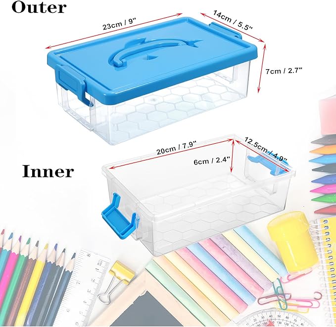 BTSKY 1-Pack Clear Plastic Storage Box with Lid, Stackable Organizer Featuring Easy-Lift Dolphin Design, Multi-Use Portable Container for Home, Craft, Office, Space-Saving with Secure-Clasp, Blue - Image 3