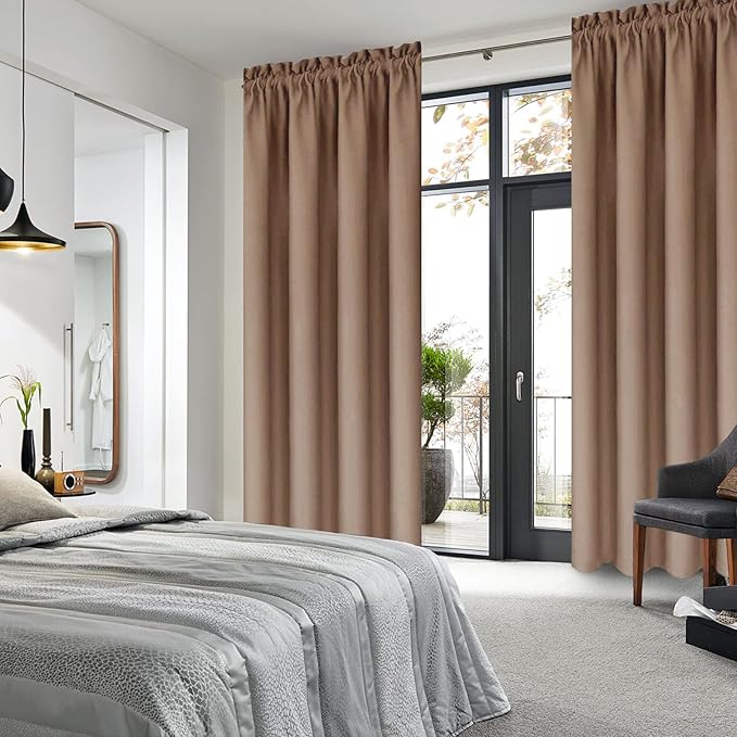 DWCN Blackout Curtains Room Darkening Thermal Insulated Bedroom Curtains Window Curtain Panels, 38 x 84 inches Long, Set of 2 Khaki Rod Pocket Drapes - Image 2