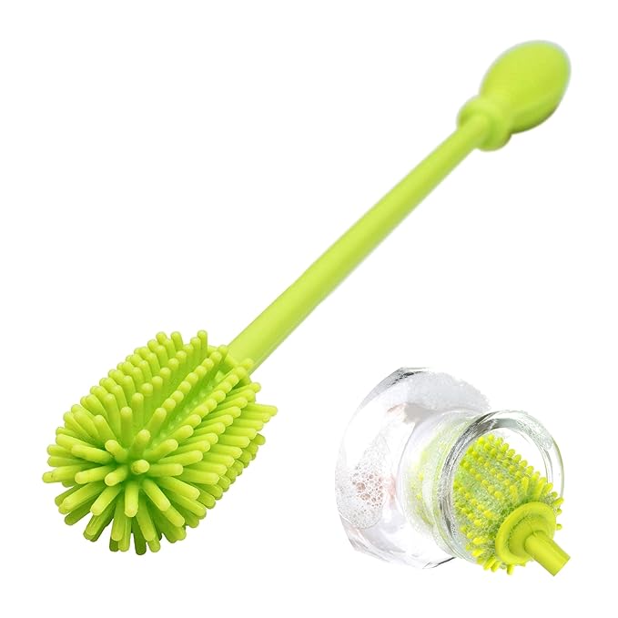 A-Brush Silicone Bottle Cleaner Brush, Flexible, Long Handle - Water Bottle Cleaner, Baby Bottle Nipple Brush for Plastic & Glass, BPA-Free Dish Washing Brush A2S Protection by A2SProtection