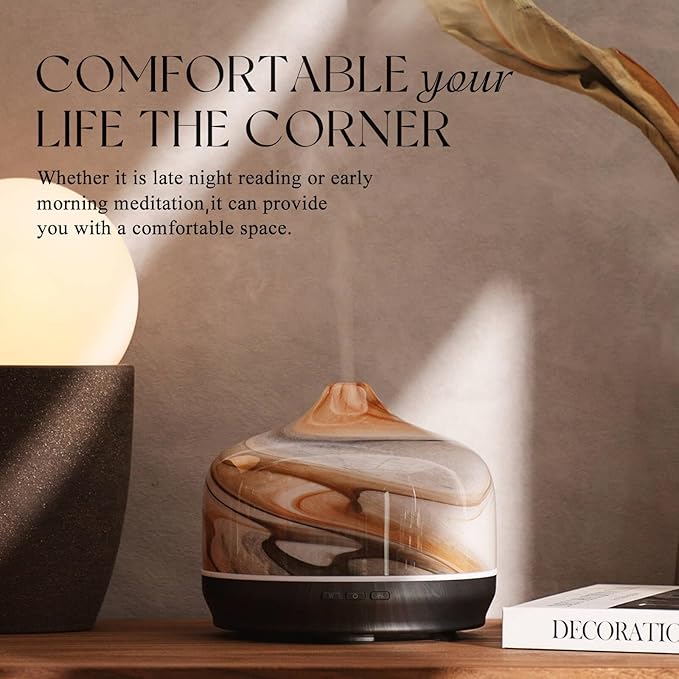 Porseme 500ml Glass Essential Oil Diffuser Aromatherapy Ultrasonic Cool Mist Humidifier 15-21 Running Hours Waterless Auto-Off Air Diffusers for Sleeping Yoga Office Working Spa and Rest (Jupiter) - Image 7