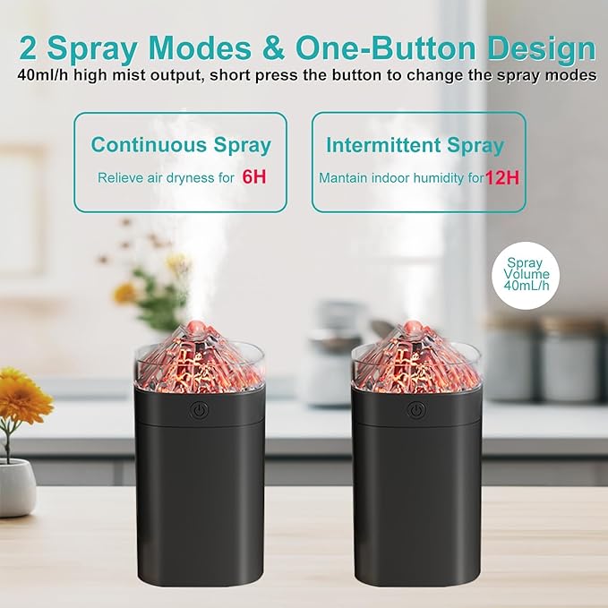 Portable Mini Humidifier, 400ml Small Humidifier with 2 Modes Large Spray, USB Personal Desktop Humidifiers for Home Bedroom Car Office Travel Yoga with 7 Color LED Light, Auto-Off, Bass Work(Black) - Image 3