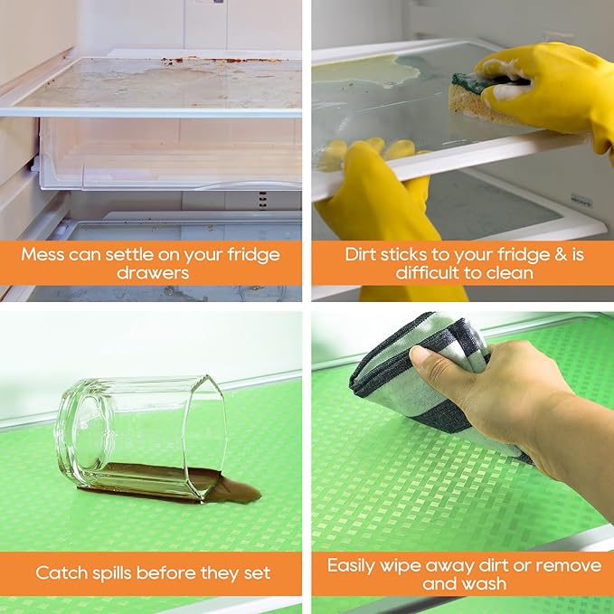 Fridge Liner Shelf Liners for Kitchen Cabinet Refrigerator Liners Waterproof & Oil-Proof Kitchen Cupboard Liner Non Adhesive Drawer Mats EVA Material for Shelves -Green 11.8 x 118 Inches - Image 6