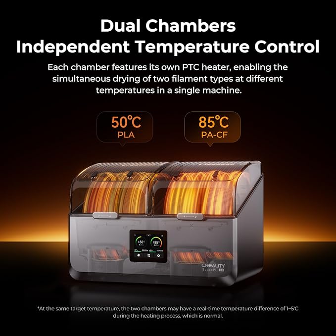 Creality Space Pi X4 Filament Dryer, 4 Spools 3D Printer Filament Dryer Box with 360° Hot-Air Circulation, Dual Independent Heating Chambers for 1.75/2.85mm PLA, PETG, ABS, Nylon - Image 7