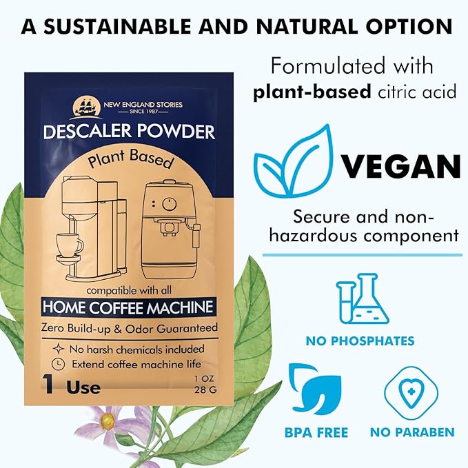 Descaling Powder Solution (4 Uses) Removes Scale and Build-Up, Automatic Coffee Pots & Makers & Espresso Machines Descaler, Compatible with Keurig Breville Nespresso Delonghi Ninja - Image 3