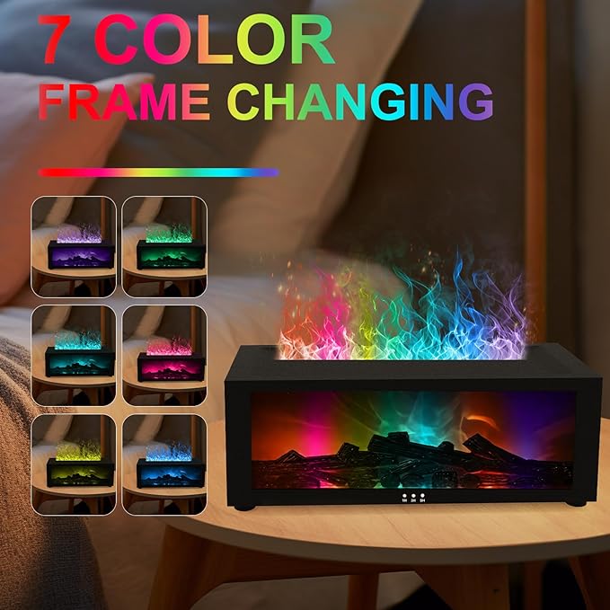 Fireplace Diffuser Humidifier,Fireplace Aromatherapy Essential Oil Diffuser, Ultrasonic Colorful Cool Mini Flame Fire Aroma Humidifier with Timer for Home,Bedroom,Office,Yoga - Image 2