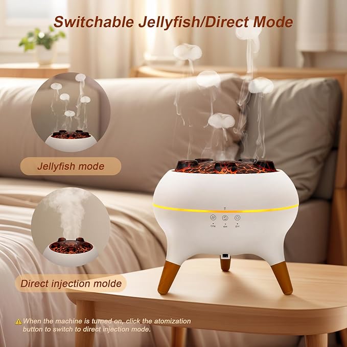 Jellyfish Diffuser, 0.66gal(250ml) Remote Control 7 Colors LED Lights, Easy Clean & Top Fill, Quiet with Ultrasonic, Cool Mist Humidifier for Travel Office Bedroom Baby Nursery - Image 4