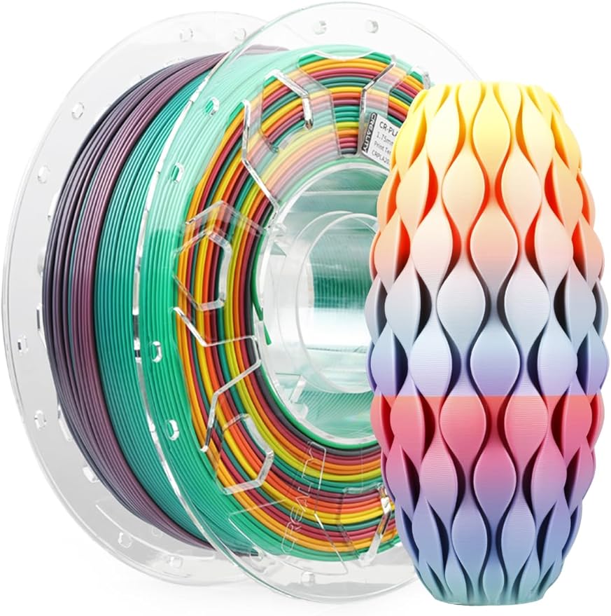 Creality PLA Filament 1.75mm, 3D Printer Filament, 1.0kg (2.2lbs) Spool, No Warp Enhanced Toughness, Dimensional Accuracy ±0.03mm Printing Filament, for FDM 3D Printers (Rainbow) by Creality