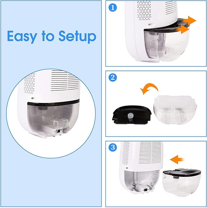Dehumidifier for Home with LCD Display 37oz(1100ml) Small Ultra Quiet Portable Dehumidifier with Auto Shut-off,Up to 430 Sq.ft for Basements Bedroom Bathroom Garage Wardrobe RV - Image 6