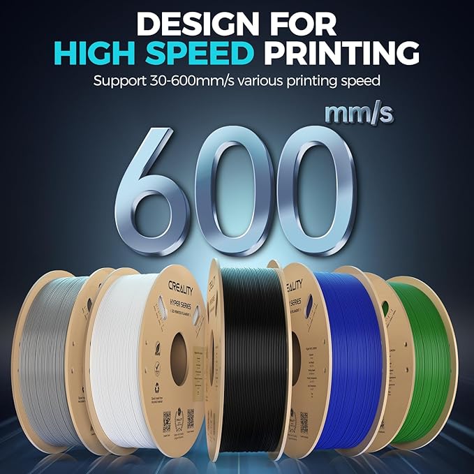 Creality PETG Filament, Hyper 1.75 mm 1 kg PETG: High-Speed 3D Printer Filament 30-600 mm/s, Dimensional Accuracy +/- 0.02 Cardboard Spool (2.2 lbs) for Most FDM 3D Printers,Black - Image 2