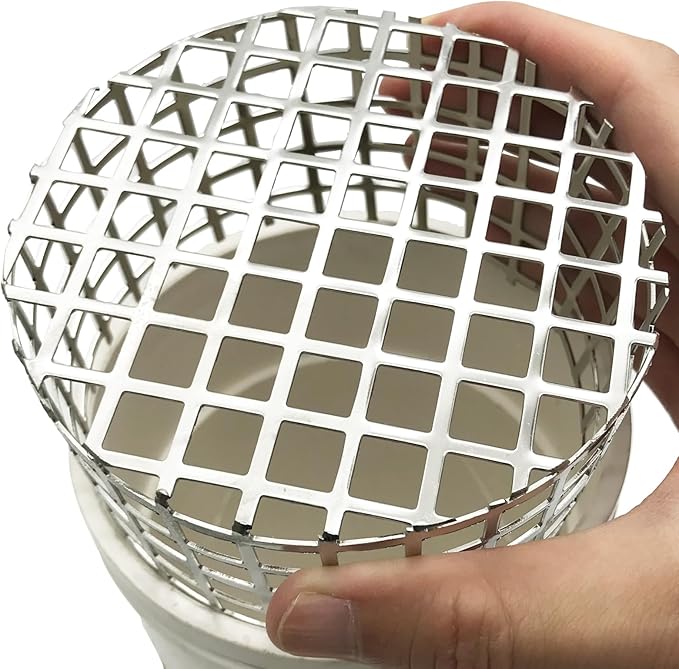 PVC Termination Mesh Vent Cover Cap, 304 Stainless Steel for 4.24" to 4.34" ID PVC Pipes – Furnace, Roof Vent, Exhaust Pipe Protector – Rustproof, Debris & Bird Guard – Conical Design for Max Airflow by LOVEERCT