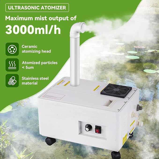 Cool Humidifier 3000ml/Hour Commercial Grade, Auto-Fill Water Tank & Stainless Steel Shell - Large Space Industrial Humidifier for Factories/Workshops (110V) - Image 2