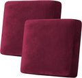 H.VERSAILTEX Velvet Stretch Couch Cushion Cover Plush Cushion Slipcover for Chair Loveseat Sofa Cushion Furniture Protector Seat Cushion Sofa Cover (2 Piece Large Sofa Cushion Covers, Burgundy) by HVERSAILTEX