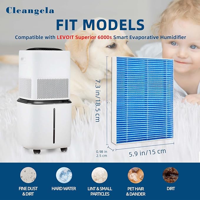 8 Pack 6000S Humidifier Filter Replacement Compatible with LEVOIT Superior 6000S Smart Evaporative Humidifier, for Large Particles and Minerals - Image 2