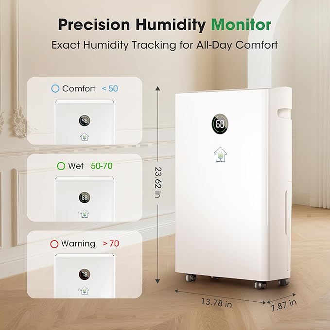 6,500 Sq.Ft Dehumidifier for Basement with Drain Hose, 186 OZ Water Tank, 60 Pint Dehumidifiers for Large Home with Three Operation Modes, Intelligent Humidity Control, 24HR Timer for Bathroom - Image 5