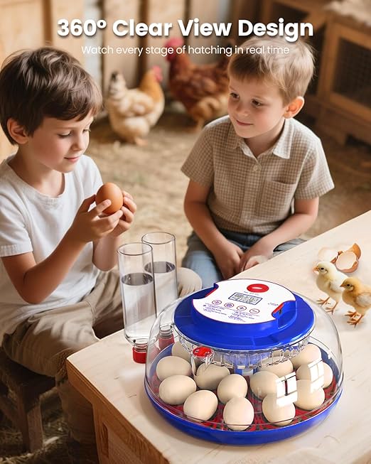 Incubators for Hatching Eggs, 18 Eggs Incubators with Egg Candler, Automatic Egg Turner, Temperature & Humidity Control, Full Viewing for Chicken, Duck, Quail, Goose, Parrot and Pigeon - Image 9