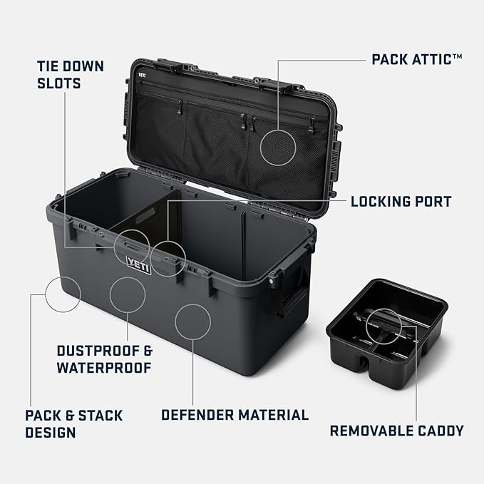 YETI LoadOut 60 GoBox Divided Waterproof Cargo Case, Dry Box, Camera Case, Fishing Tackle Box, Firefly Yellow - Image 2