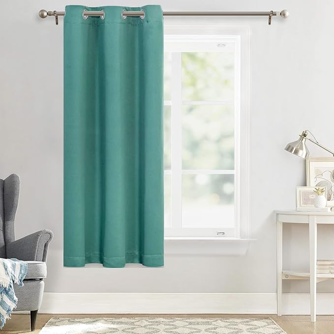 MYSKY HOME Bedroom Curtains 63 Inches Long Blackout Curtains for Living Room Teal Curtains for Kids Room Grommet Privacy Protect Room Darkening 1 Curtain Panel, 42 x 63 Inch, Teal - Image 8