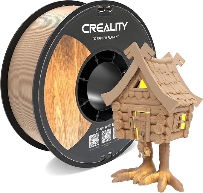 Creality Wood Filament PLA, Dark Brown PLA Filament 1.75mm, Dimensional Accuracy +/- 0.03mm, Warp-Free and Clog-Free, 1KG Spool (2.2 lbs), Fit for 99% 3D Printers by Creality