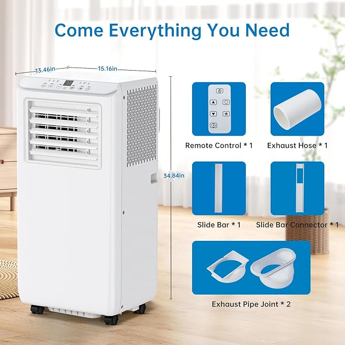 Portable Air Conditioner 10,000 Btu 450 Sq Ft 3-In-1 Ac Unit with Dehumidifier Fan Remote for Apartments and Homes, Led Display, Window Vent Kit - Image 2