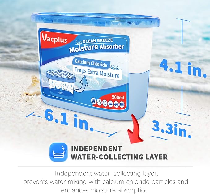 Vacplus Moisture Absorbers, 10.5 Oz Humidity Absorber Boxes Attracts Extra Moisture from Your Bathroom, Closet, Kitchen & Study, Dehumidifier, Odor Eliminator for Closet (Ocean Scent), 12 Packs - Image 4