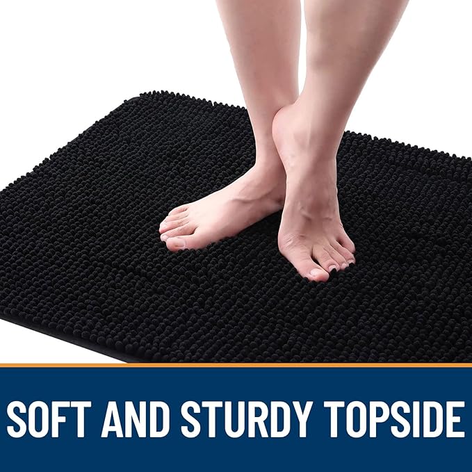 OLANLY Dog Door Mat for Muddy Paws 70x32, Absorbs Moisture and Dirt, Absorbent Non-Slip Washable Doormat, Quick Dry Chenille Mud Mat for Dogs, Entry Indoor Entryway Carpet for Inside Floor, Black - Image 4