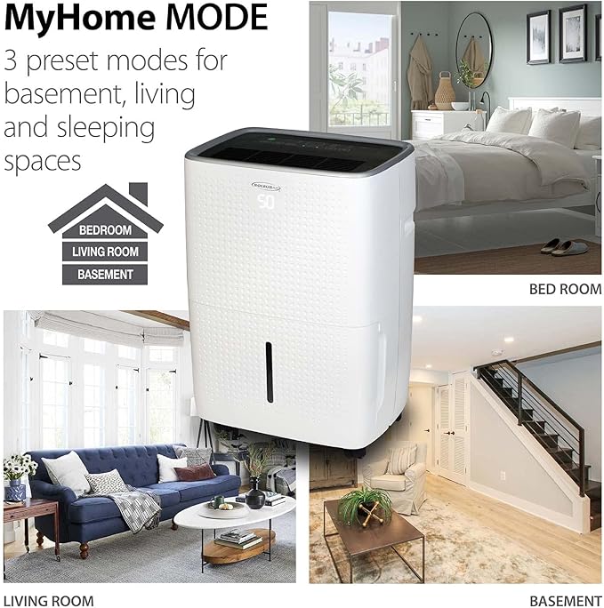 Soleus Air Energy Star Rated 4,500 SqFt., 50 Pint Dehumidifier With Mirage Display and Tri-Pat Safety Technology (50 Pint), White (DSJ-50E-01) - Image 8