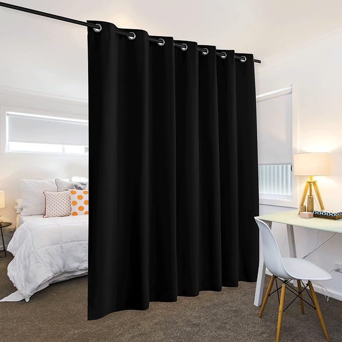 RYB HOME Blackout Curtains Soundproof Energy Saving Insulating Privacy Room Divider Curtains for Patio Sliding Glass Door Living Room Garage Home Theatre Large Window, W 150 x L 84 inches, Black - Image 3