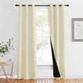 NICETOWN Living Room Completely Shaded Draperies, Privacy Protection & Noise Reducing Ring Top Drapes, Black Lined Insulated Window Treatment Curtain Panels (Beige, 2 Pieces, W37 x L80) by NICETOWN