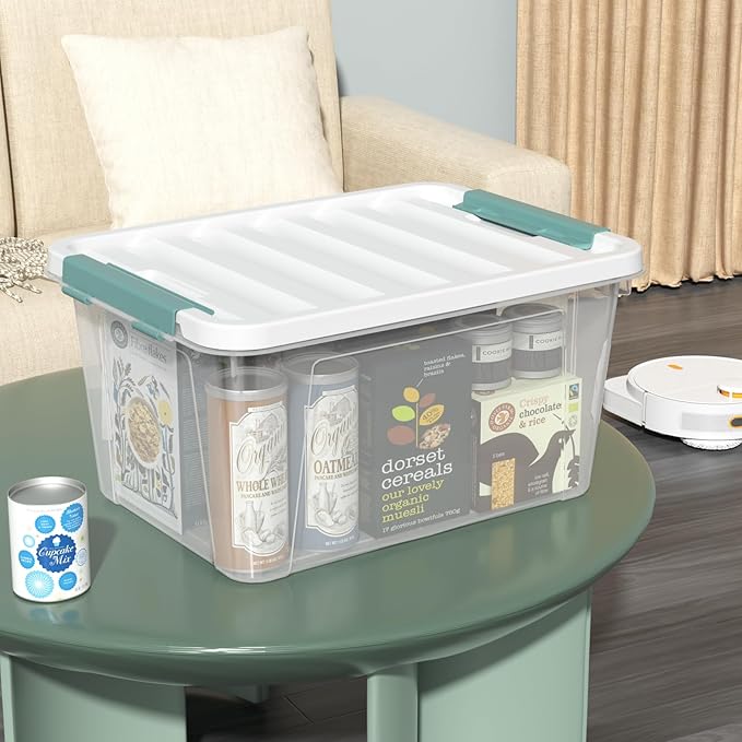 20 Quart Plastic Latching Storage Boxes, Clear Storage Box Bins with lids Set of 4 - Image 5