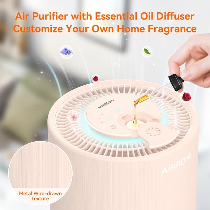 AIRROMI Air Purifier for Bedroom with HEPA 3-in-1 Filter, Pet Air Purifier for Home Cat Pee Smell, Covers Upto 990 Ft², Quiet 360°intake Air Cleaner for pet hair,allergies,Dust,Smoke A2001 Orange - Image 5