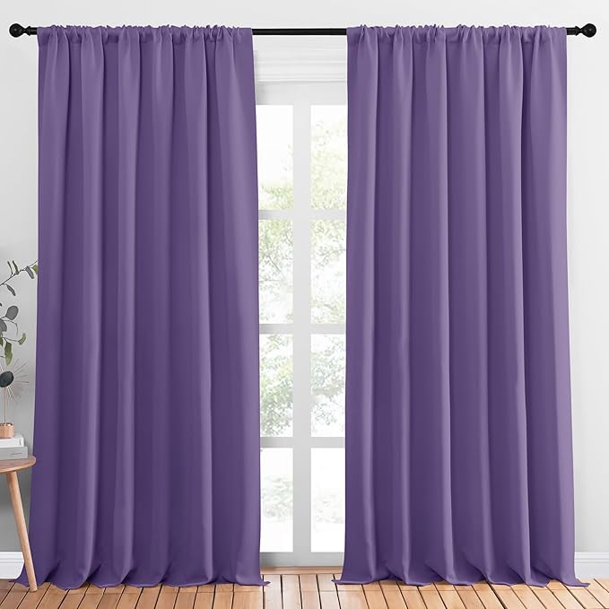 NICETOWN Blackout Curtains Window Draperies, Lilac Purple, Set of 2, 70 by 95 inches Long, Window Treatment Thermal Insulated Solid Room Darkening Drapes for Bedroom by NICETOWN