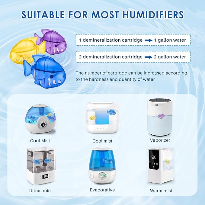 12 Pack Humidifier Cleaning Fish, Humidifier Cleaner for Most Humidifiers + Fish Tanks, Demineralization Cartridge to Purifie Water, Prevent Hard Water Build-Up, Reduce Scale to improve Humidification - Image 2
