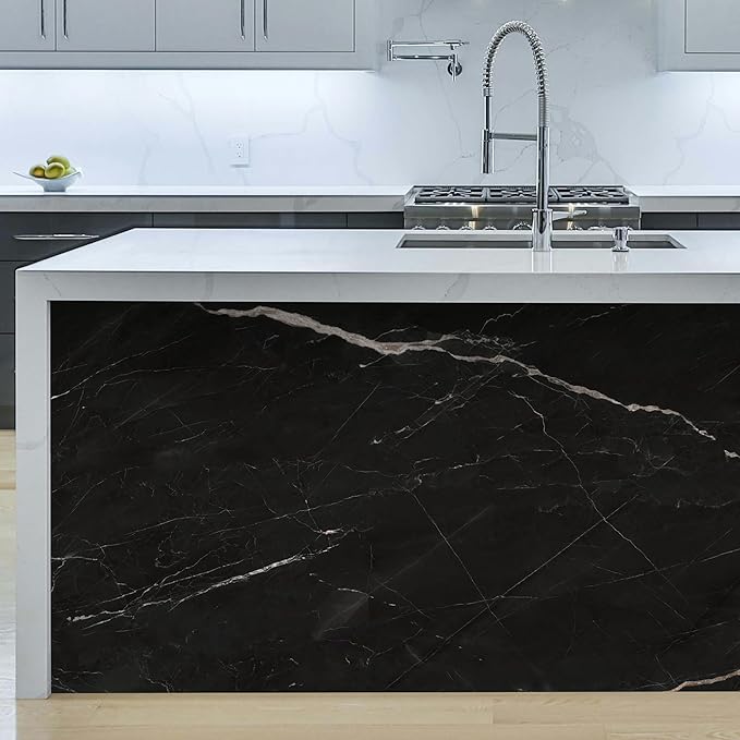 Marble Peel and Stick Waterproof Wall Paneling, 118" x 47" Black Marquina Glossy Finish Self-Adhesive Backsplash Tile Vinyl Wall Panel for Kitchen Bathroom Wall Decor, Covers 38.75 Sq. Ft. - Image 8