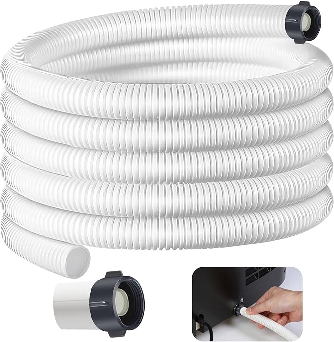 Dehumidifier Drain Hose 3/4 Inches FHT Connection with Rust-Resistant PE Connectors Cuttable Drainage Pipe Replacement Hose for Most Brand of Dehumidifiers, 20 Feet White by Unknown