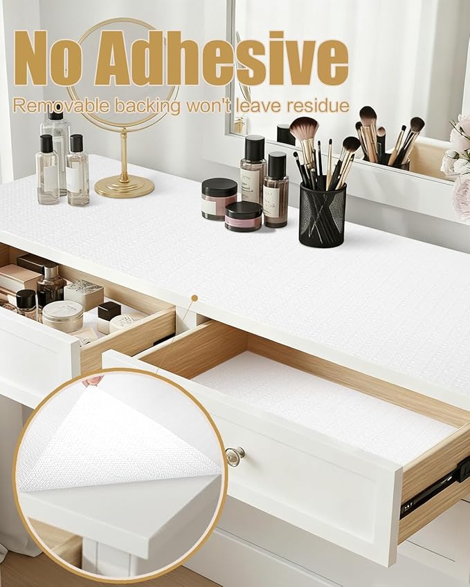 Shelf Liners for Kitchen Cabinets Non-Adhesive, Non-Slip Thickened Shelf Paper Waterproof Washable for Drawer Dresser Pantry Shelve Bathroom Protector Liner - Image 3
