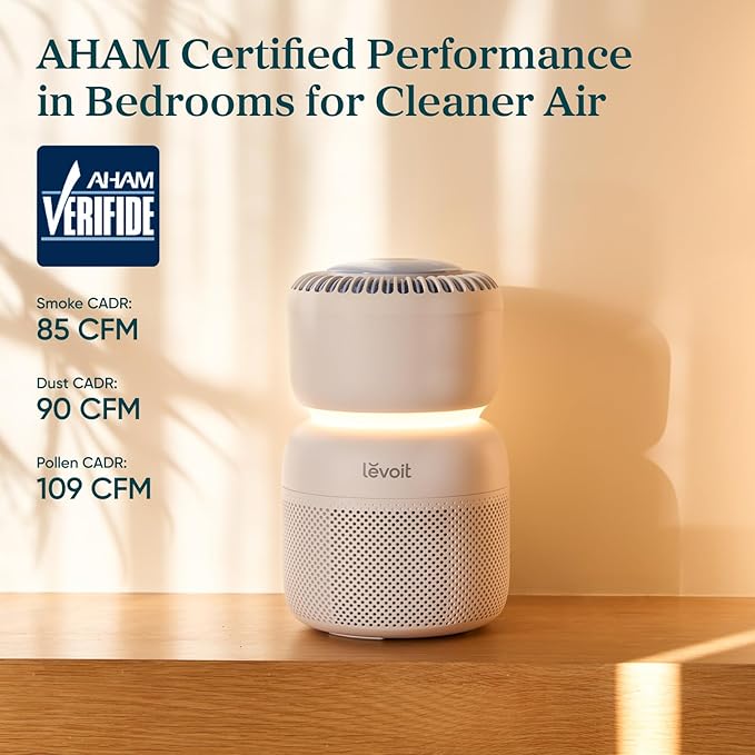 LEVOIT Air Purifier for Home Bedroom with HEPA Filter, White Noise Sound Machine and Blue Light-Free Night Light Support Better Sleep, AHAM VERIFIDE, 5 Air Quality Monitor, Smart WiFi, Sprout - Image 8