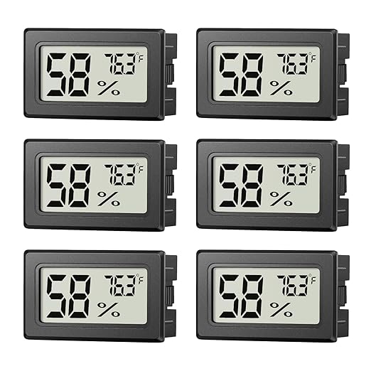 6 Pack Mini Hygrometer Indoor Humidity Meter, Small Digital Thermometer Humidity Gauge Meter, Indoor Thermometer Hygrometer Monitor Fahrenheit (℉) for Thermostat Reptile Tank, Mason Jars by Unknown