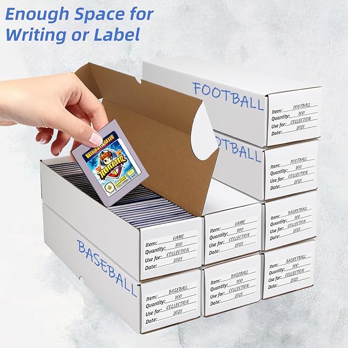 EXYGLO Trading Card Storage Box 25 Pack 700 Count 20pt, 14.2x3.8x2.9 Inch White Cardboard Card Boxes for TCG/MTG/Sport Cards, Fit 3.6x2.6 Sleeves Shipping or Storing, 17500 Max Capacity in Total - Image 4