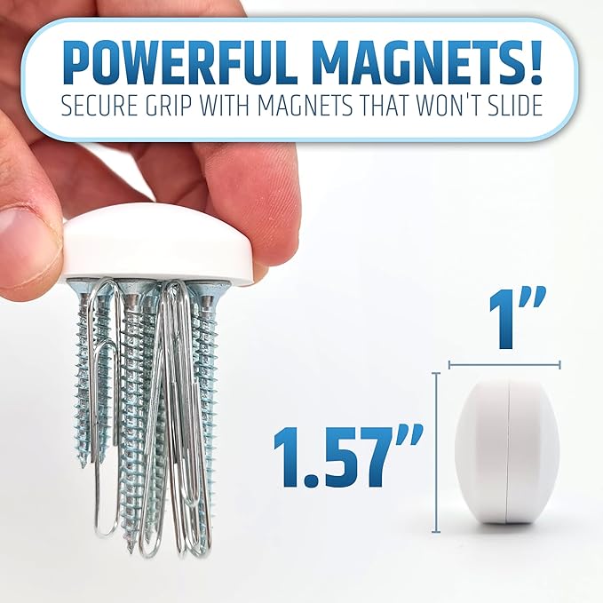 Powerful Anti-Billowing Magnetic Shower Curtain Weights for Splash-Free Bath Experience - 360° Silicone Wrapped - Will Never Rust - Heavy Magnets Prevent Curtain Liners from Blowing | 4 Pairs | White - Image 5